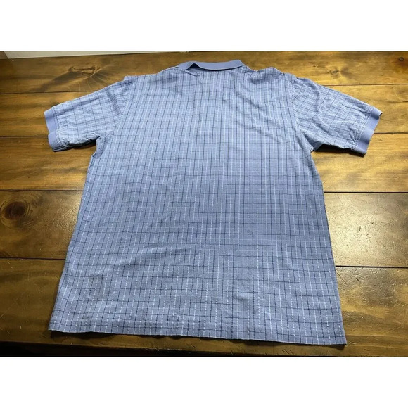 Masters Collection 60s Two Ply Mercerized Men's Large Blue Check Polo Shirt - Picture 7 of 7